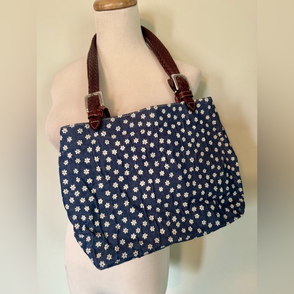 [Brighton] White Daisy Blue Denim and Braided Leather Purse 🌼
